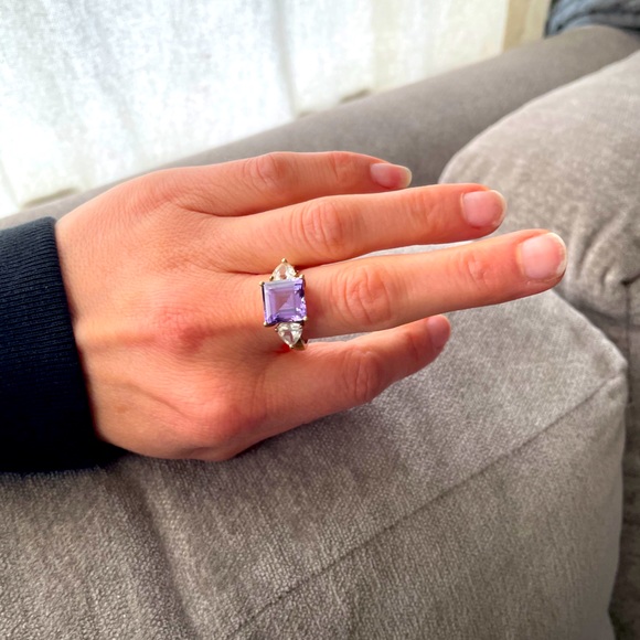 COPY - White Topaz and Emerald Alexandrite 18k Ring - Picture 1 of 5